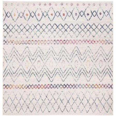 Safavieh 4 x 4 ft. Madison 700 Power Loomed Square Area Rug Ivory & Dark Blue MAD798B-4SQ